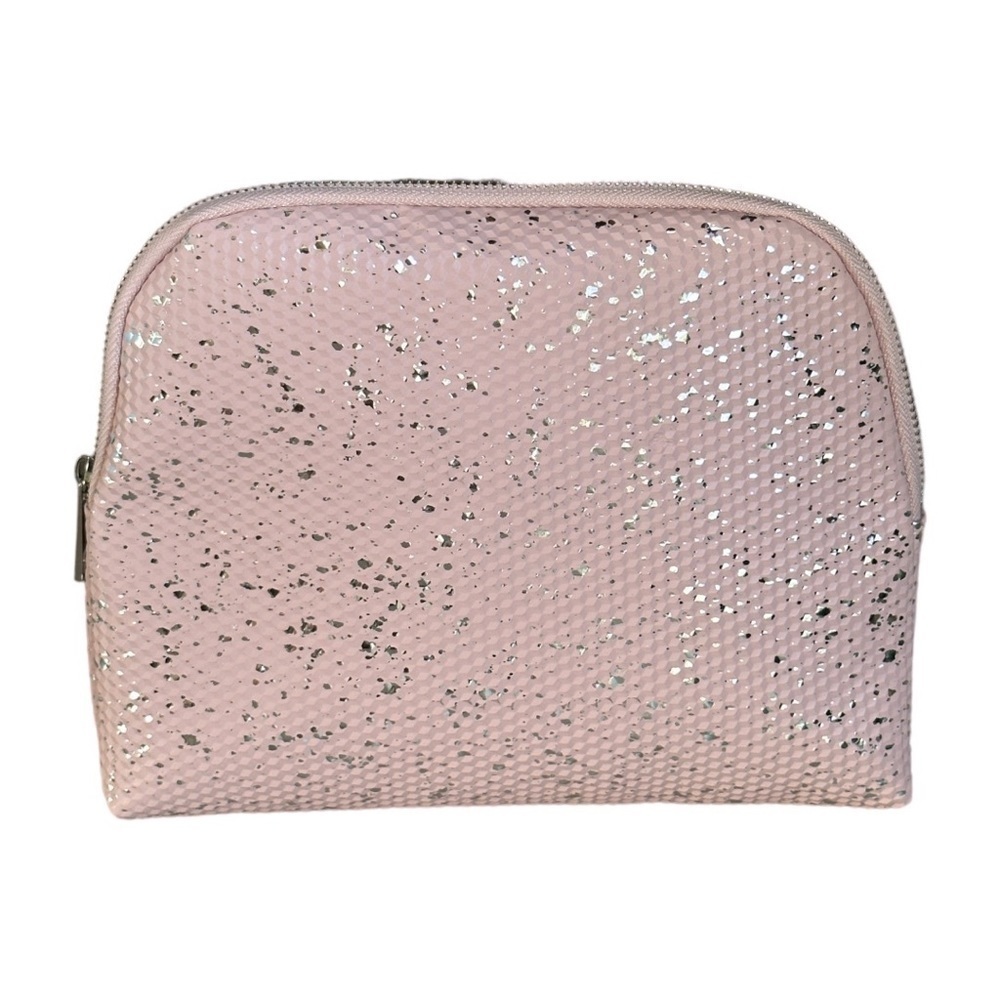 🌺 Boutique Blush Pink Metallic Cosmetics Zipper Pouch NWT